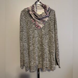 Alchemy Thread Womens Size XL Lace Cowl Neck tunic‎ long sleeve gray Nwt